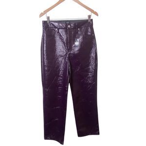 Express Purple Polyurethane Shiny Modern Straight Pants Super High Rise Size 6S